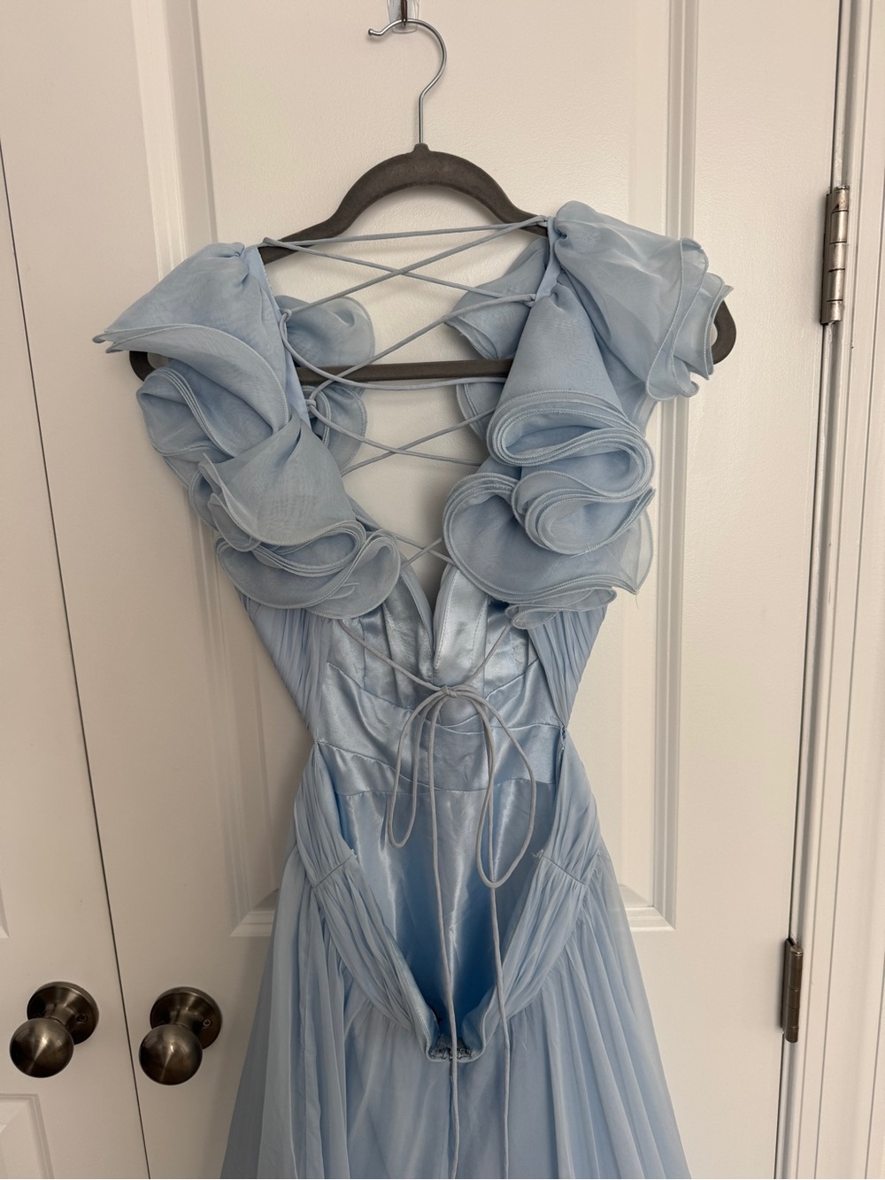 Mac Duggal Ethereal Light Blue Ruffled Tulle Gown - Picture 9 of 16